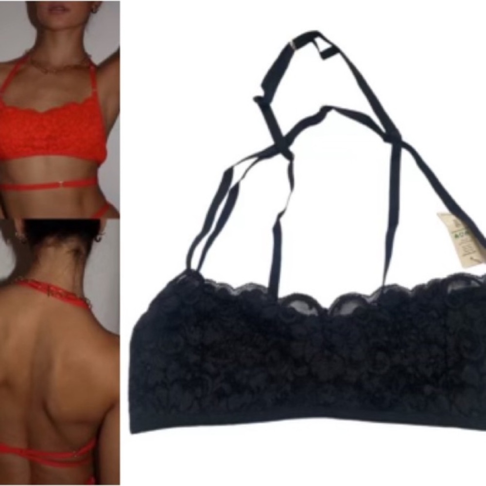 We Are HAH Don’t Cross Me Halter Top/Bra Noir Size L